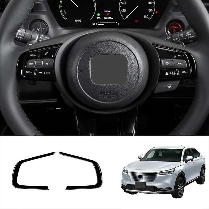2pcs Car Glossy Black Steering Wheel Panel Cover Trim Decoration