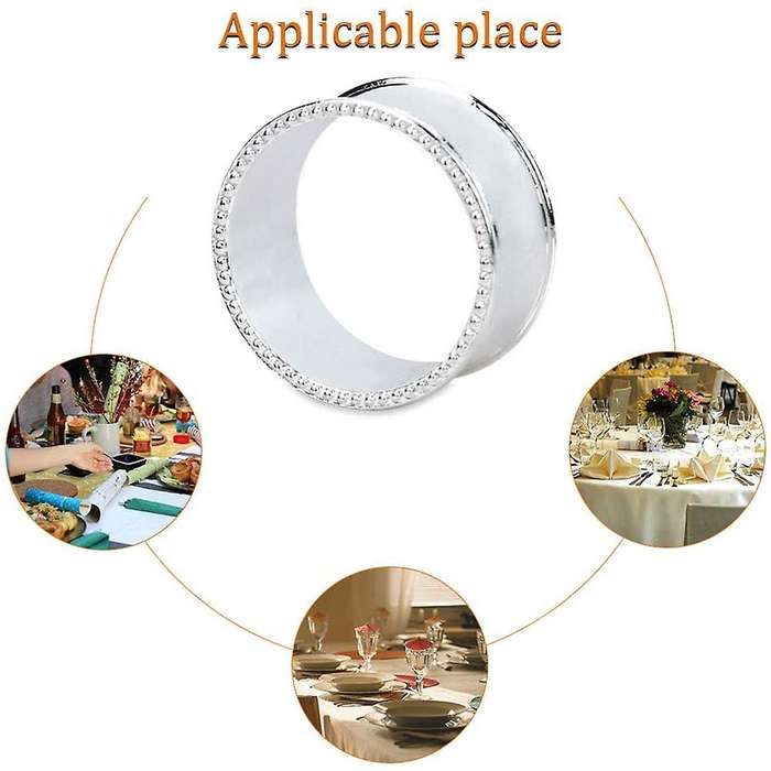 8 Pieces Of Zinc Alloy Beaded Napkin Ring Napkin Buckle (silver)