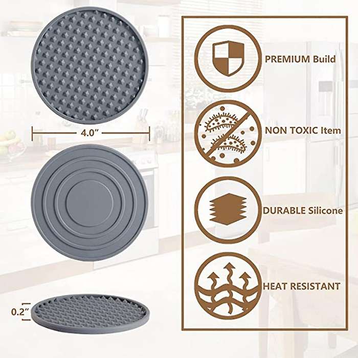 6pcs Silicone Coaster, Drink Coaster with Holder (dark Blue)