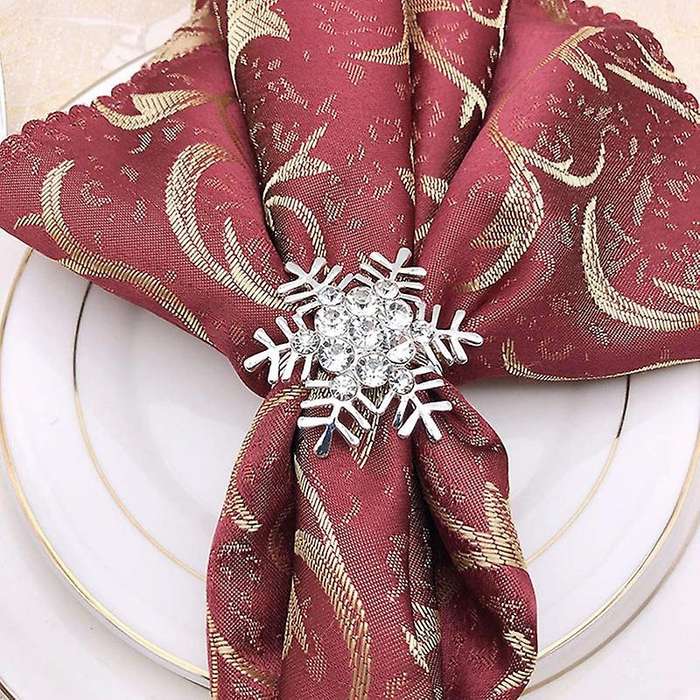 Silver Snowflake Napkin Ring Christmas Napkin Holder Festive