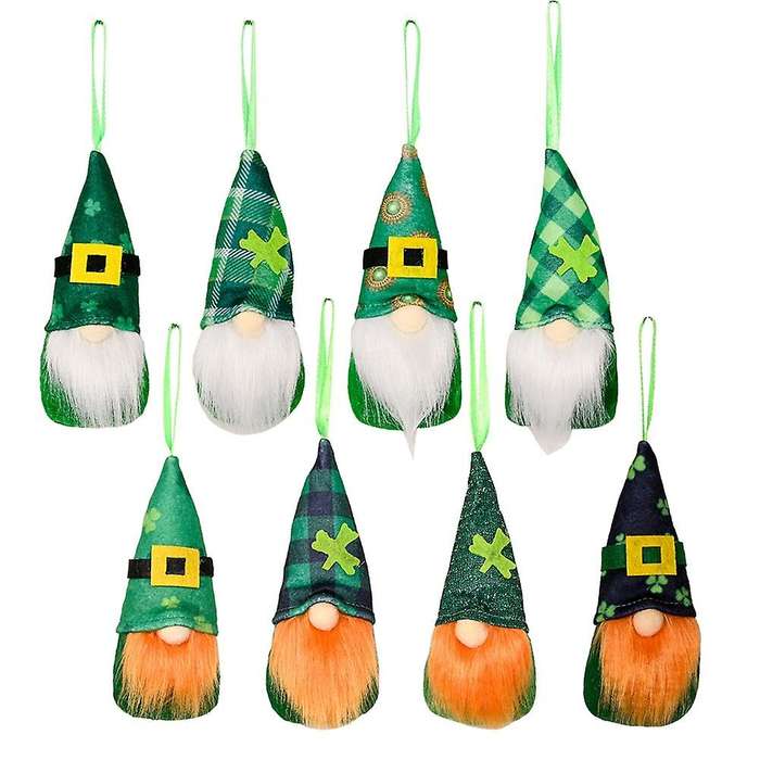 8pcs St Patricks Day Decorations for Home - Funny Gnome Plush Design