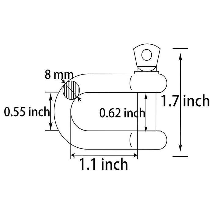4 Pcs 5/16 Inch 8mm Screw Pin Anchor Shackle for Wirerope Lifting
