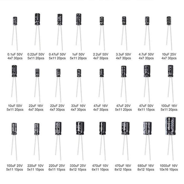 0.1uf-1000uf 24values Aluminum 16-50v Mix Electrolytic Capacitor Kit