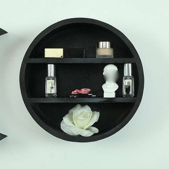 Wooden Moon Wall Decor Crystal Display Shelves Crescent Oil Rack B