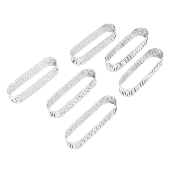 6pcs Oval French Dessert Mousse Fruit Pie Tart Ring Quiche Cake Mold