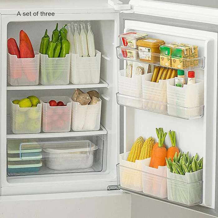 3pcs Fridge Organizer Food Fresh Storage Box Refrigerator Side Door