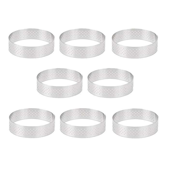 8pcs 8cm Stainless Steel Tartlet Molds French Dessert Mousse Fruit