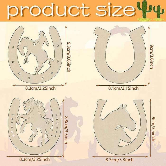 48 Pcs Horseshoe Shape Wood Cutouts for Crafts Wooden Horseshoes
