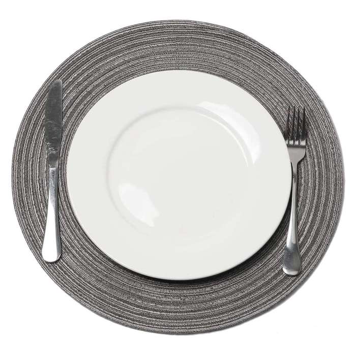 Round Braided Placemats Set Of 6 for Kitchen Table 15 Inch(dark Gray)