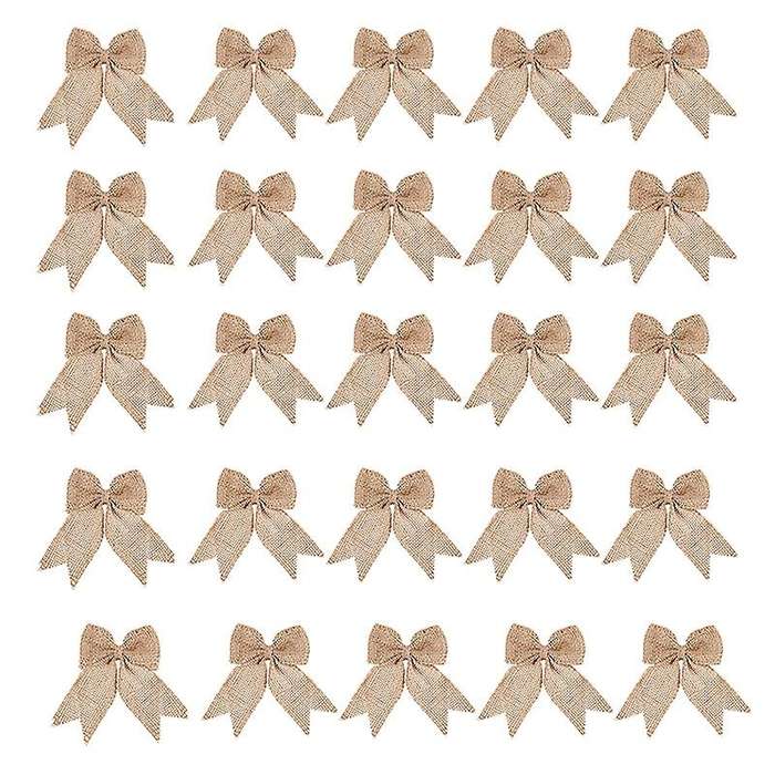 30 Pcs Burlap Bows Burlap Bow Knot Handmade Burlap for Christmas