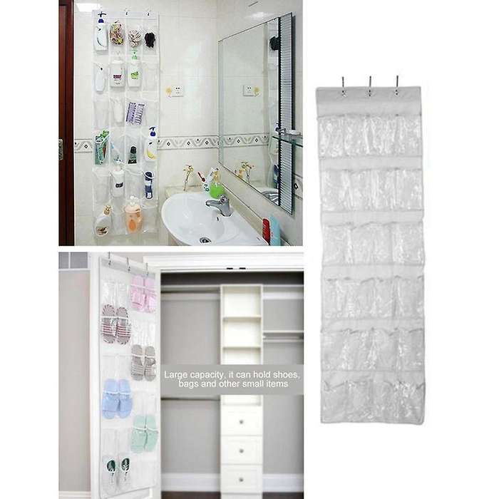 24 Grid Over Door Hanging Organizer Convenient Storage Holder -white