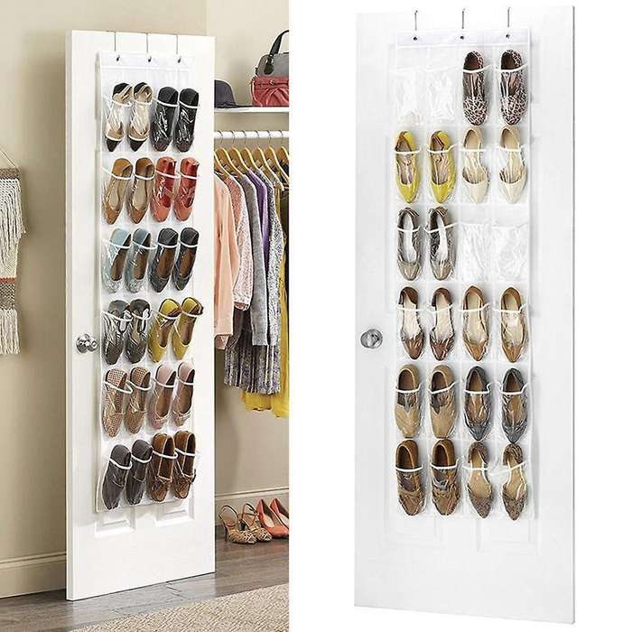 24 Grid Over Door Hanging Organizer Convenient Storage Holder -white