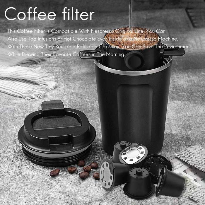 6 Pcs Reusable Refillable Refill Coffee Capsule Pod Filter Baskets