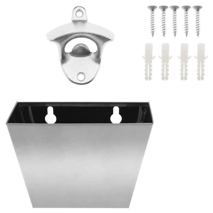 Stainless Steel Beer Bottle Opener and Bottle Cap Catcher Set