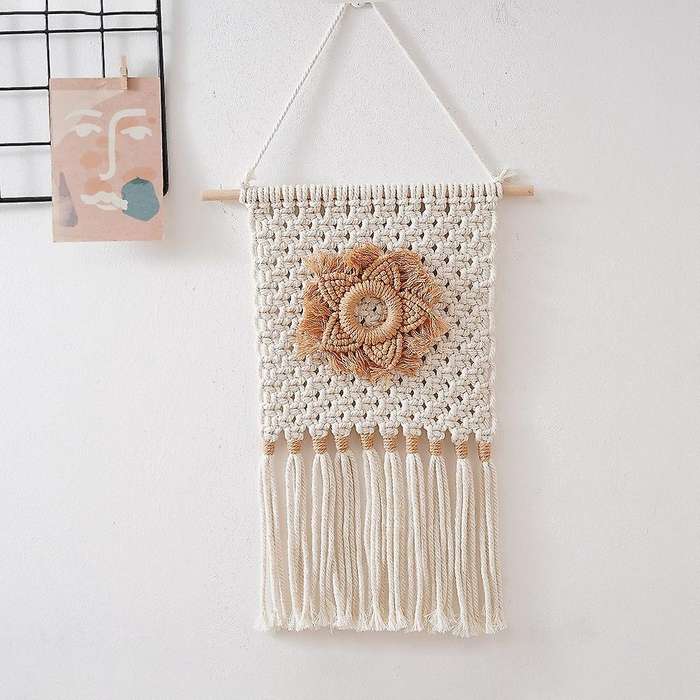 Macrame Flower Wall Hanging - Boho Decor - House Warming Gift