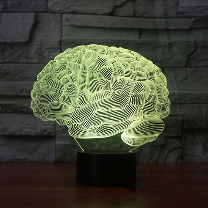 Brain Shape 3d Illusion Lamp 7 Color Press Switch Acrylic Desk Lamp