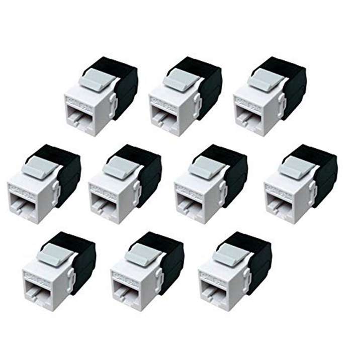 10-pack Cat6a Rj45 Keystone Jack -cat6 Compatible 180 Degree Toolless