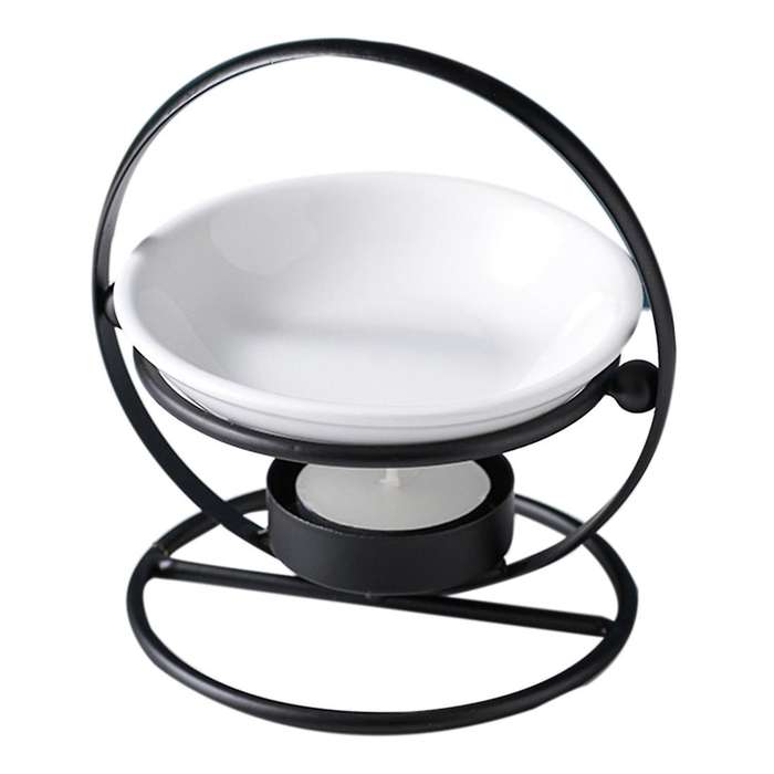 Tealight Candle Holder Ceramic Oil Burner Aroma Diffuser Black