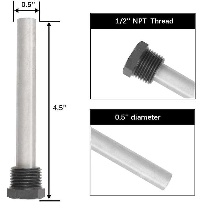 Rv Water Heater Magnesium Anode Rod for Atwood Heaters, 2 Pack