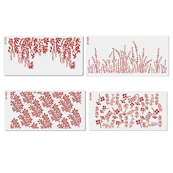 4pcs Leaf Petals Cake Stencil Plastic Lace Cake Decorating Tools Mold