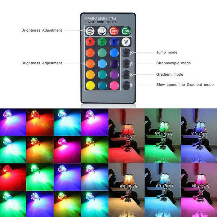 2x 3w Smart E12 Rgb Led Color Bulb with 24 Candle Remote Control