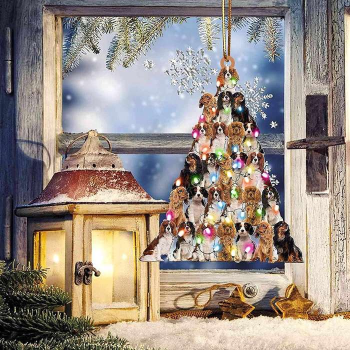 10 Pcs Christmas Tree Animal Wooden Pendant Family Ornaments Family,b