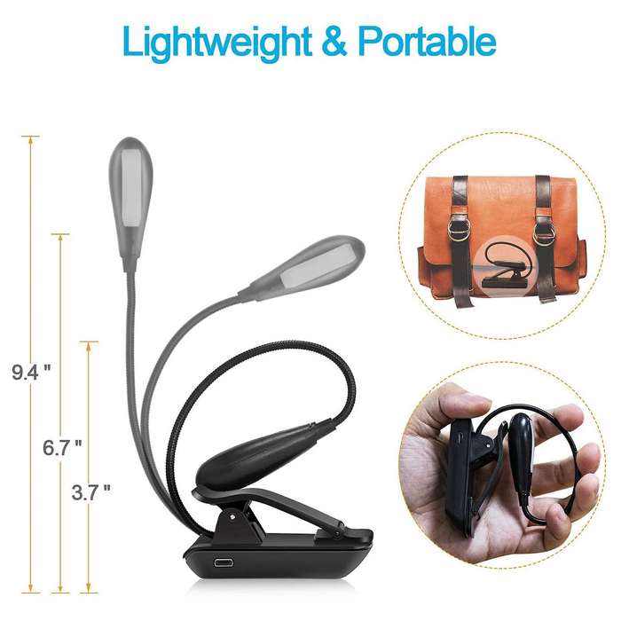 Rechargeable Amber Book Light - Reading Lights for Books In Bed
