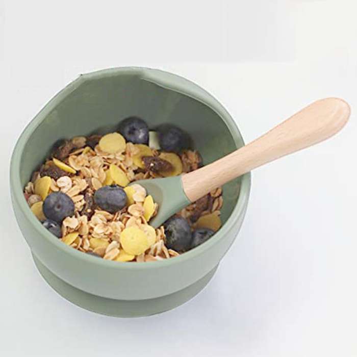 Silicone Baby Feeding Set,baby Bowl,silicone Bib,spoon,cutlery Set,2