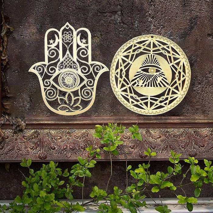 4 Pcs Wooden Geometric Patterns Hanging Crafts Wall Decorations 2