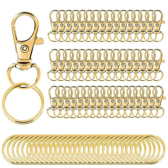 100pcs Swivel Clasps Lanyard Snap Hooks with Key Rings, Key Chain