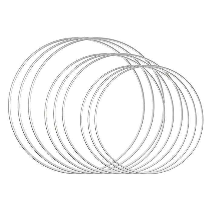9 Pcs 3 Sizes Silver Metal Floral Hoop Wreath for Diy Floral Hoop
