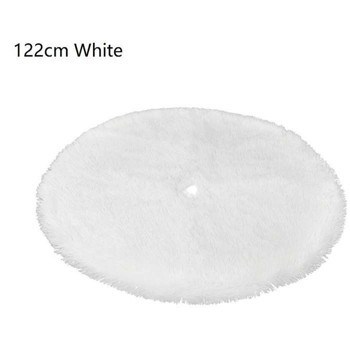 1pcs 90cm White Christmas Tree Skirt Plush Faux Fur Floor Mat