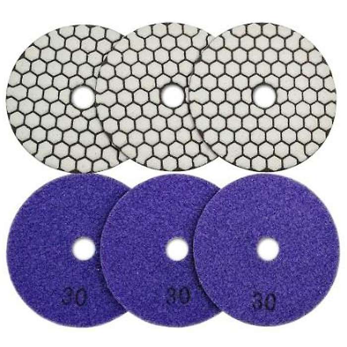 6pcs Dia 4inch/100mm Grit 30 Diamond Dry Polishing Pads for Granite