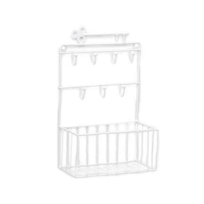 Wall Mounted Mail and Key Holder Rack Organizer Pocket (white)