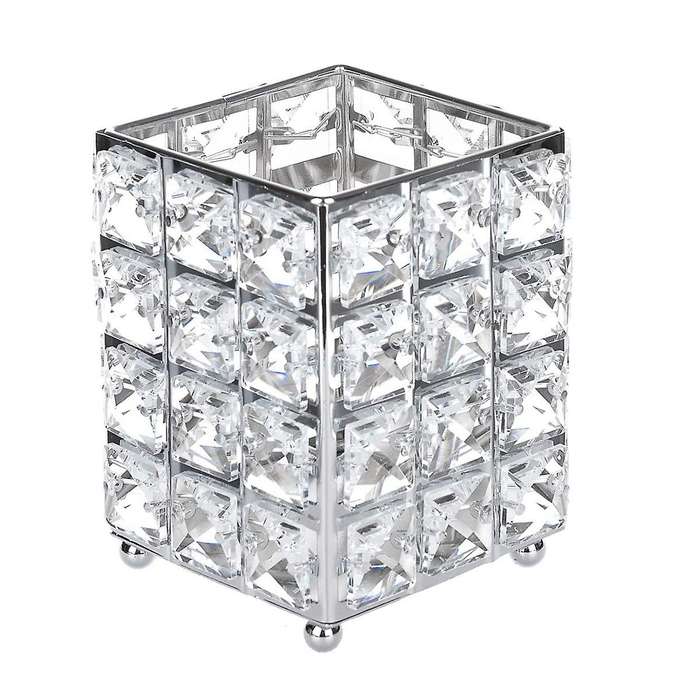 Crystal Makeup Brush Organizer Holder Storage Cosmetics Tools ,silver