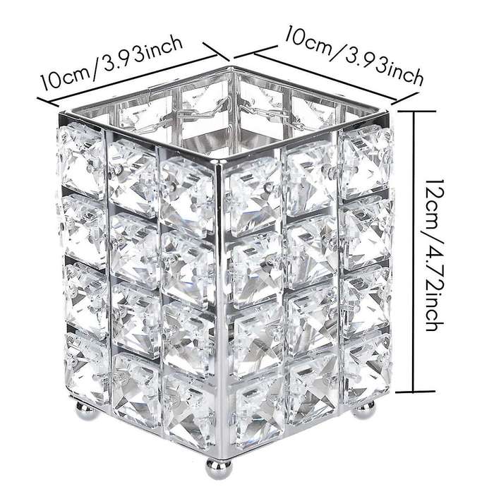 Crystal Makeup Brush Organizer Holder Storage Cosmetics Tools ,silver