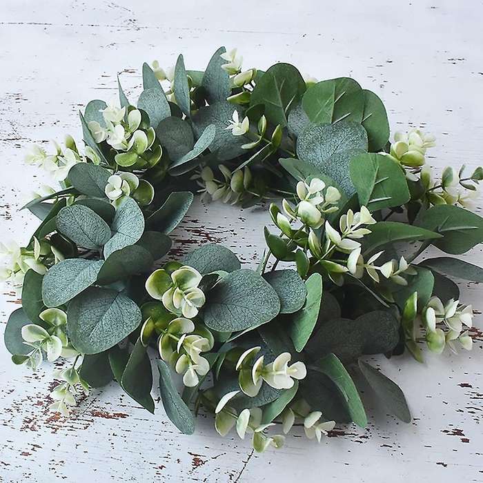 2 Pack Green Eucalyptus Wreath Round Wreath Artificial Wreath