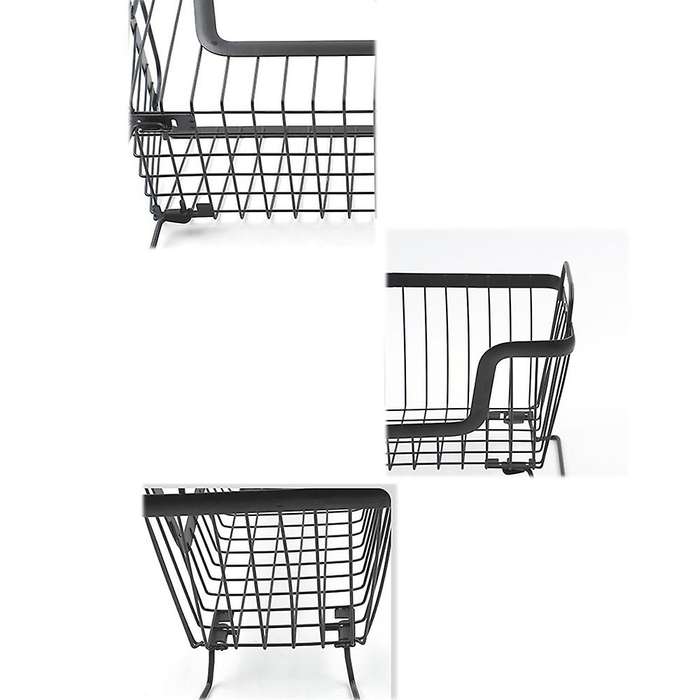 Stackable Storage Basket Kitchen Table Multi-layer Rack(white)