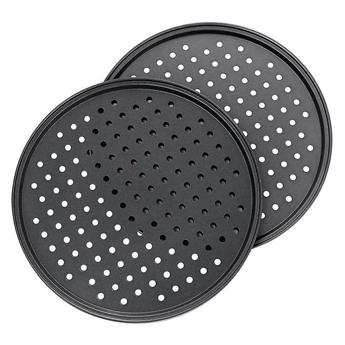 2pc 10-inch Perforated Pizza Pan Carbon Steel Non-stick Coating