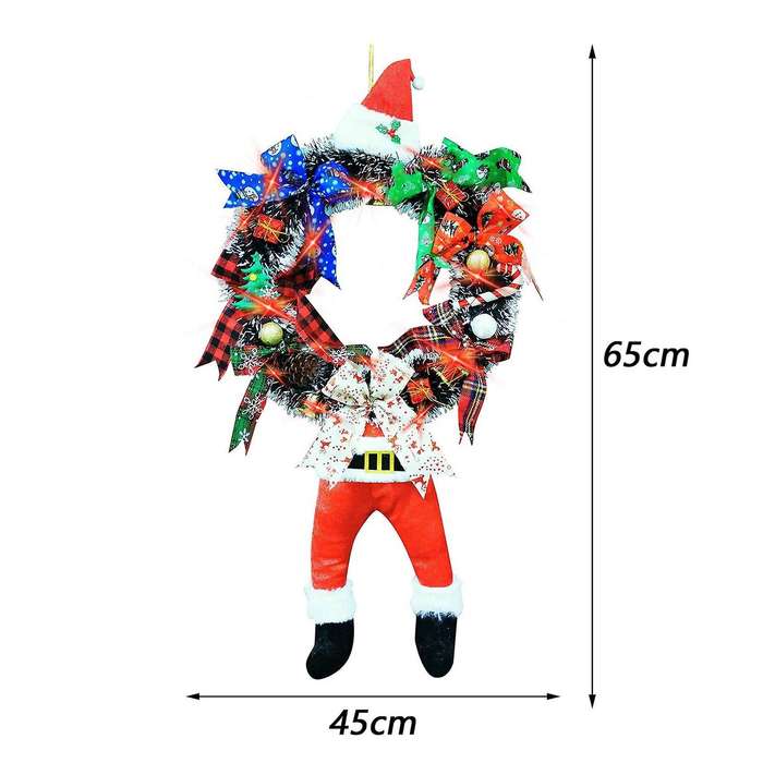 Artificial Christmas Decoration Funny Santa Claus Wreath Hanging A
