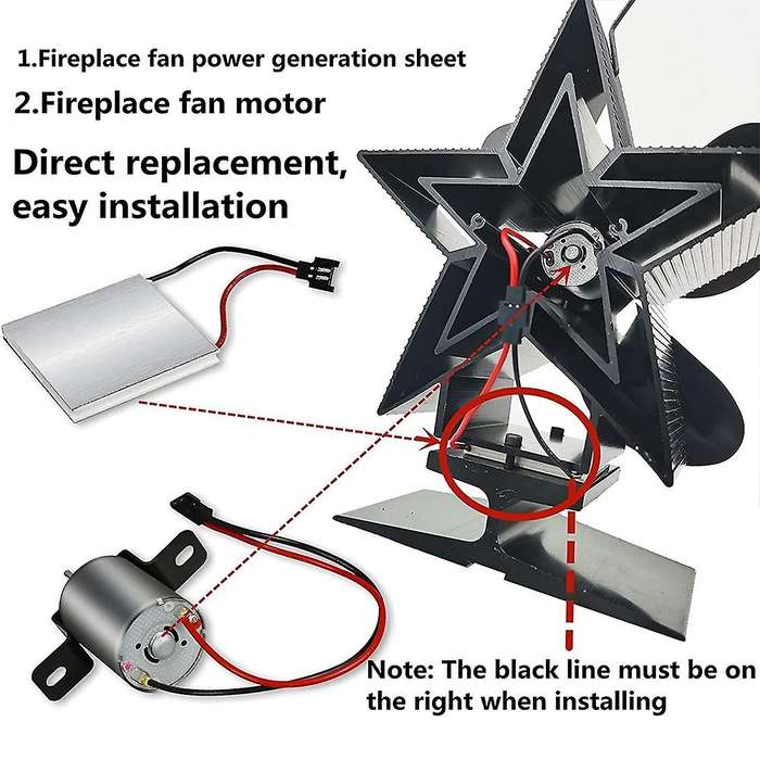 Fireplace Fan Motor and Power Generation Sheet for Wood / Log Burner
