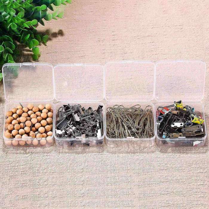 12 Pack Clear Plastic Beads Storage Containers Box with Hinged Lid