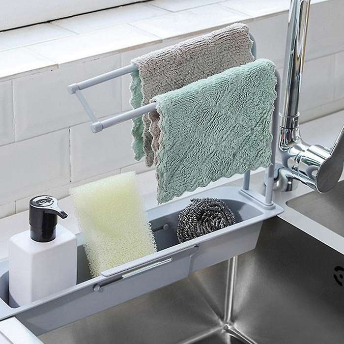 2 Pcs Telescopic Sink Rack Holder,expandable Storage Drain Basket