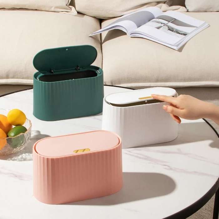 Mini Trash Can Small Waste Bin Desktop Garbage Basket Home,a