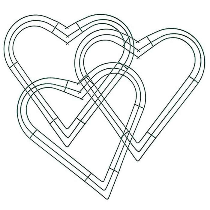 3 Pack Heart Wreath 12 Inch Heart-shaped Wire Wreath Frame for Home