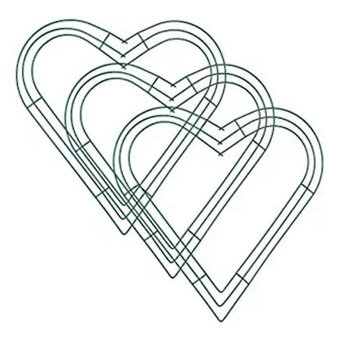 3 Pack Heart Wreath 12 Inch Heart-shaped Wire Wreath Frame for Home
