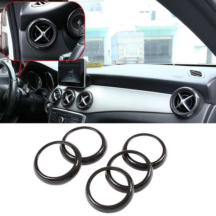 5pcs Carbon Fiber Air Vent Outlet Cover Sticker for Benz A B Cla Gla