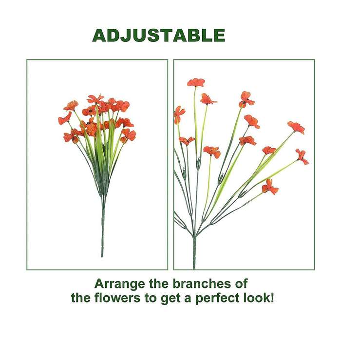 Artificial Outdoor Plants and Flowers 12 Bundles,red Yellow Orange