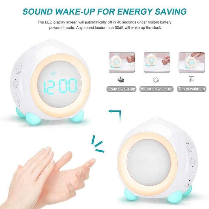 Kids Alarm Clock for Kids Color Night Light, Adjustable Blue