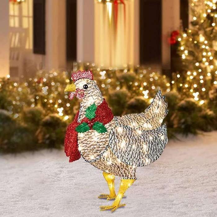 Light-up Chicken with Scarf Christmas Holiday Decoration Big